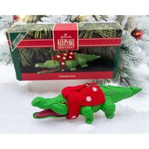 Hallmark Keepsake Christmas Croc Ornament 1990 Crocodile Alligator Jaws Open